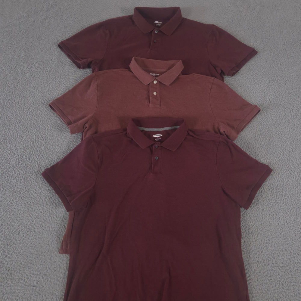 LOT OF 3 Old Navy Polo Shirt Mens Large Multi Uniform Pique Moisture-Wicking Pro